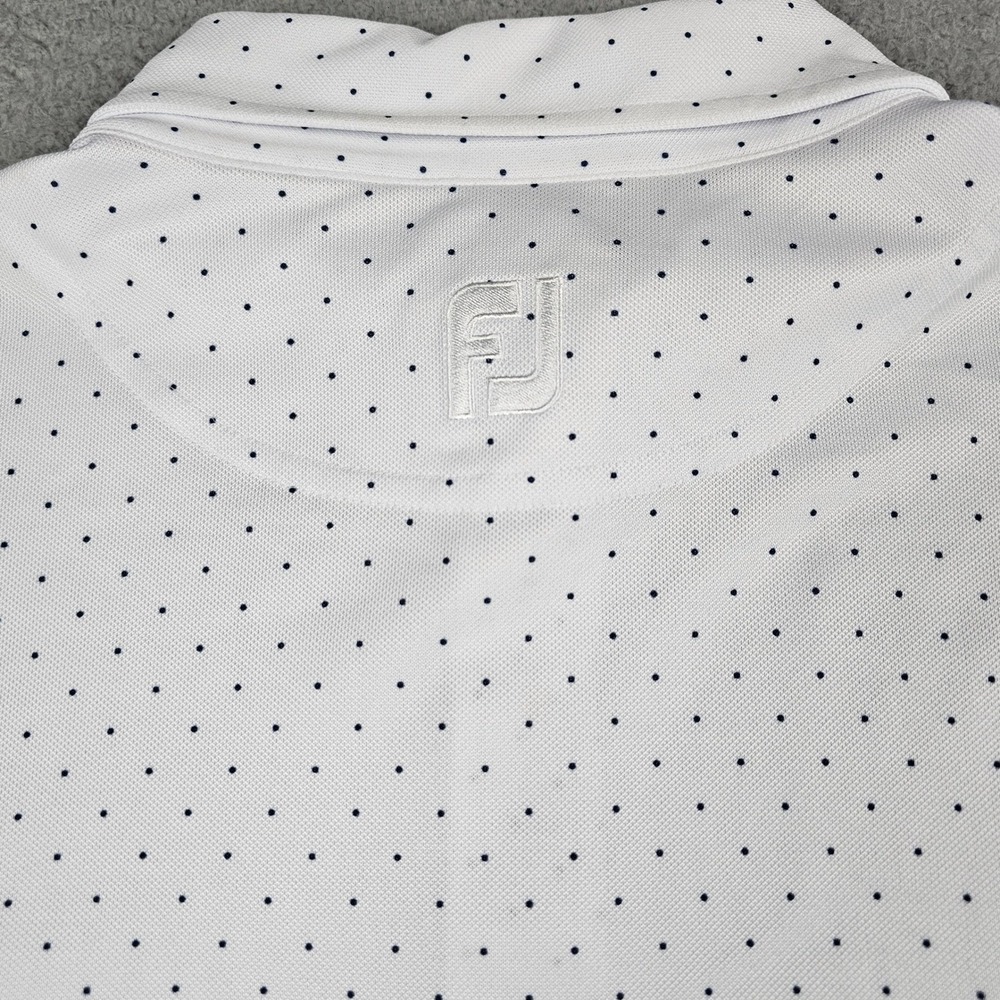 FootJoy Polo Shirt XXL White Navy Micro Dot Short Sleeve Golf Olympic Club - Picture 5 of 9
